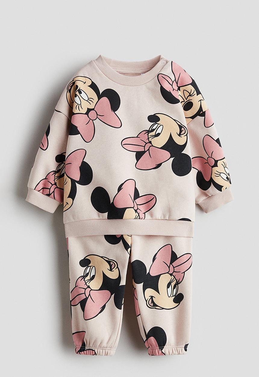 H&M - 2 piece printed sweatshirt set - light pink minnie mouse