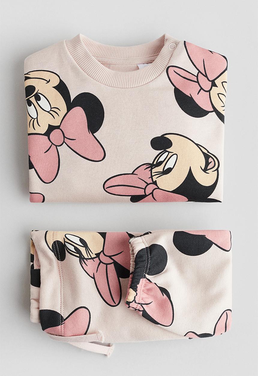 H&M - 2 piece printed sweatshirt set - light pink minnie mouse