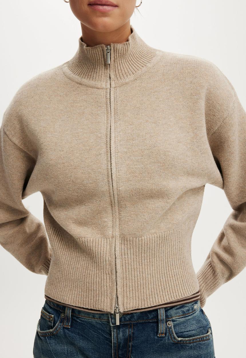 Cotton On - Cinched knit bomber - chai dust