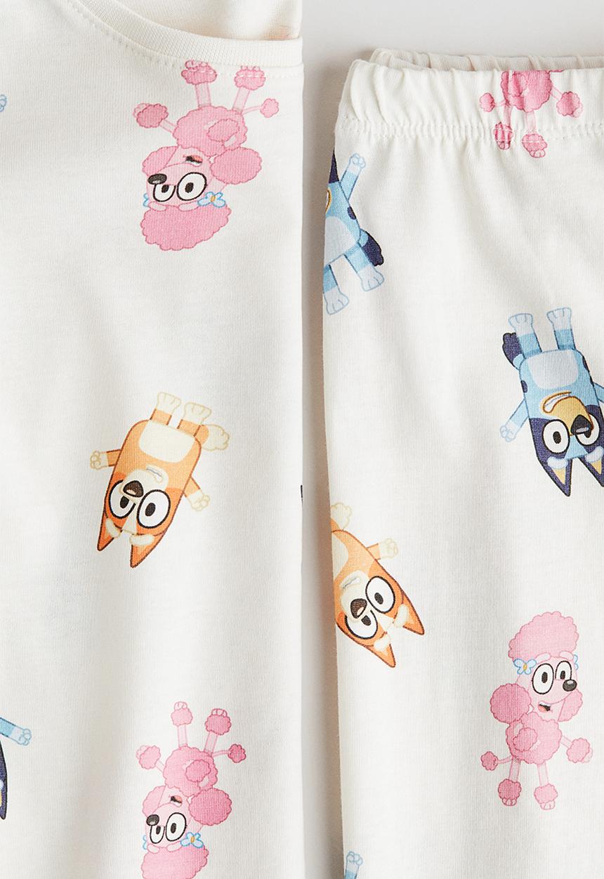 H&M - Jersey pyjamas - cream/bluey