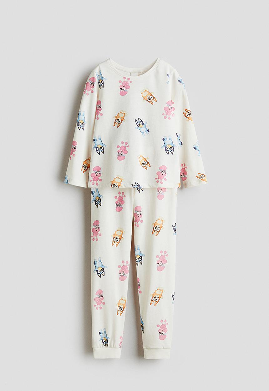 H&M - Jersey pyjamas - cream/bluey