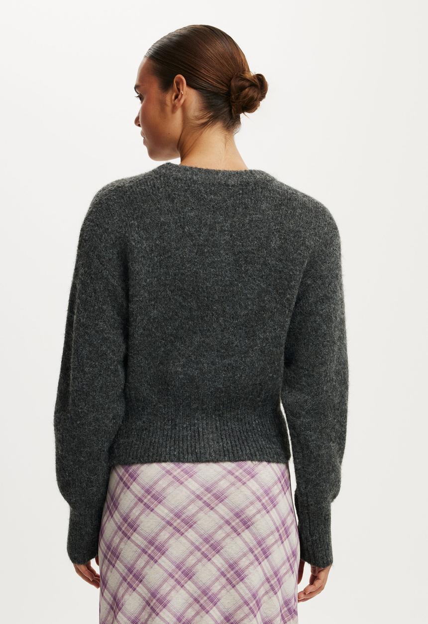 Cotton On - Luxe dreamy crew cardi - charcoal marle
