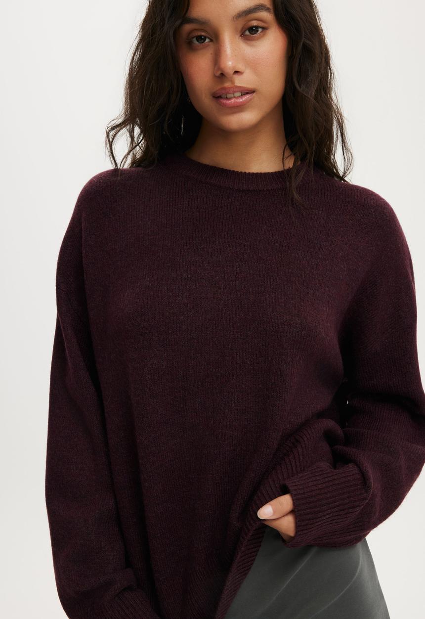 Cotton On - Luxe crew sweater - blackberry belle