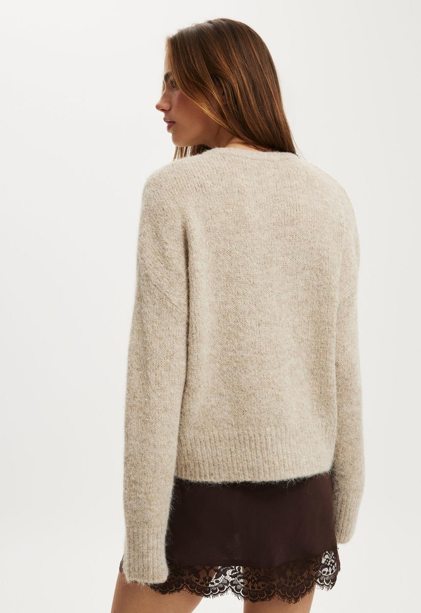 Cotton On - Luxe crew sweater - dreamy chai dust marle