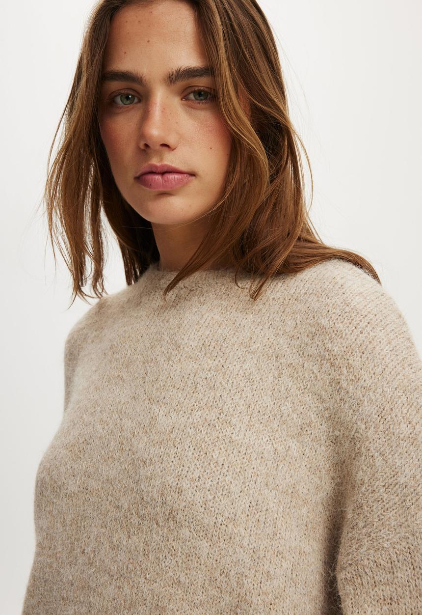 Cotton On - Luxe crew sweater - dreamy chai dust marle