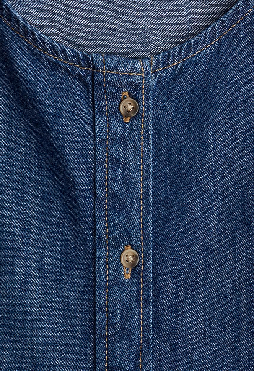 H&M - Balloon-sleeved denim blouse - denim blue