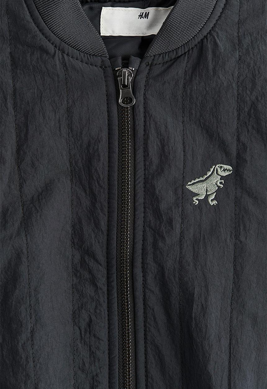 H&M - Quilted bomber jacket - dark grey dinosaur