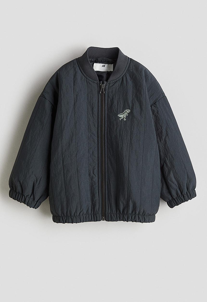 H&M - Quilted bomber jacket - dark grey dinosaur