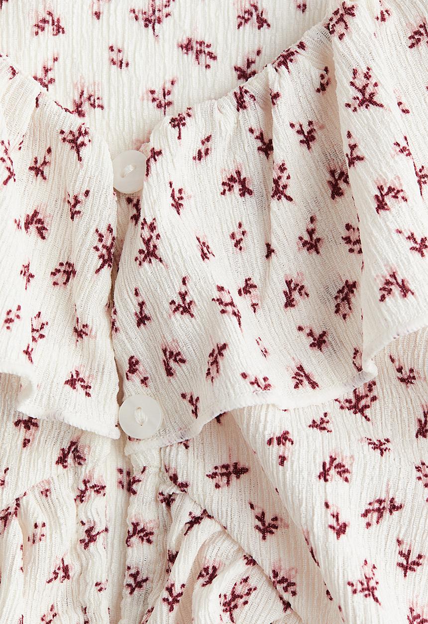 H&M - Flounce-collar top - cream floral 