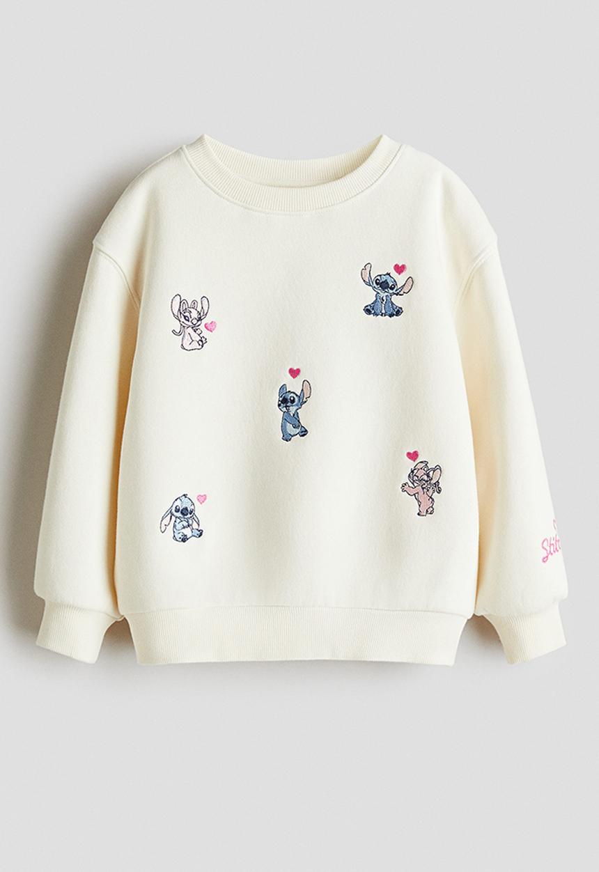 H&M - Motif-detail sweatshirt -  cream/lilo & stitch