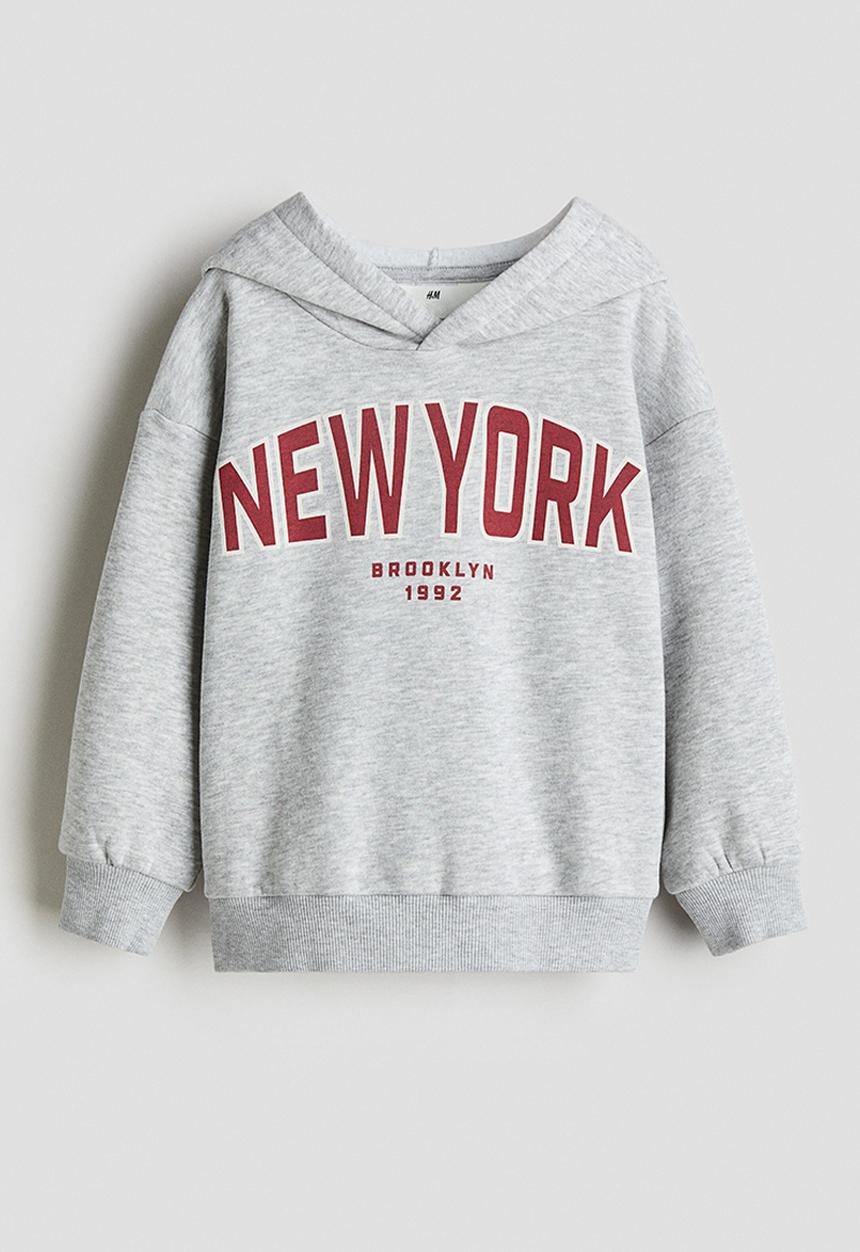 H&M - Printed hoodie - grey marl/new york