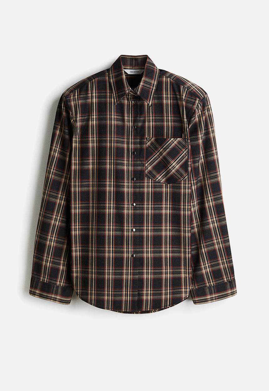 H&M - Shoulder-pad shirt - black checked 
