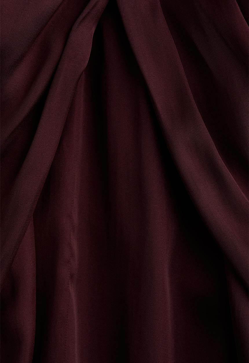 H&M - Balloon-sleeved satin blouse - burgundy