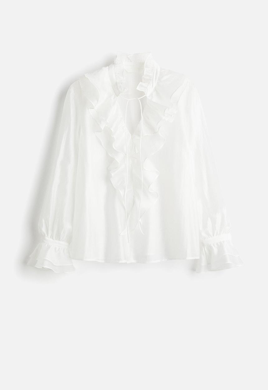 H&M - Flounced blouse - white