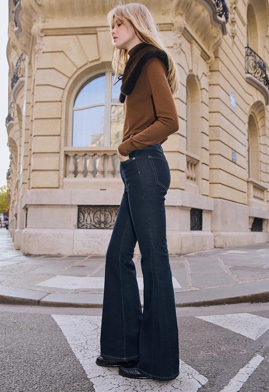 H&M - Flared high jeans - dark denim blue