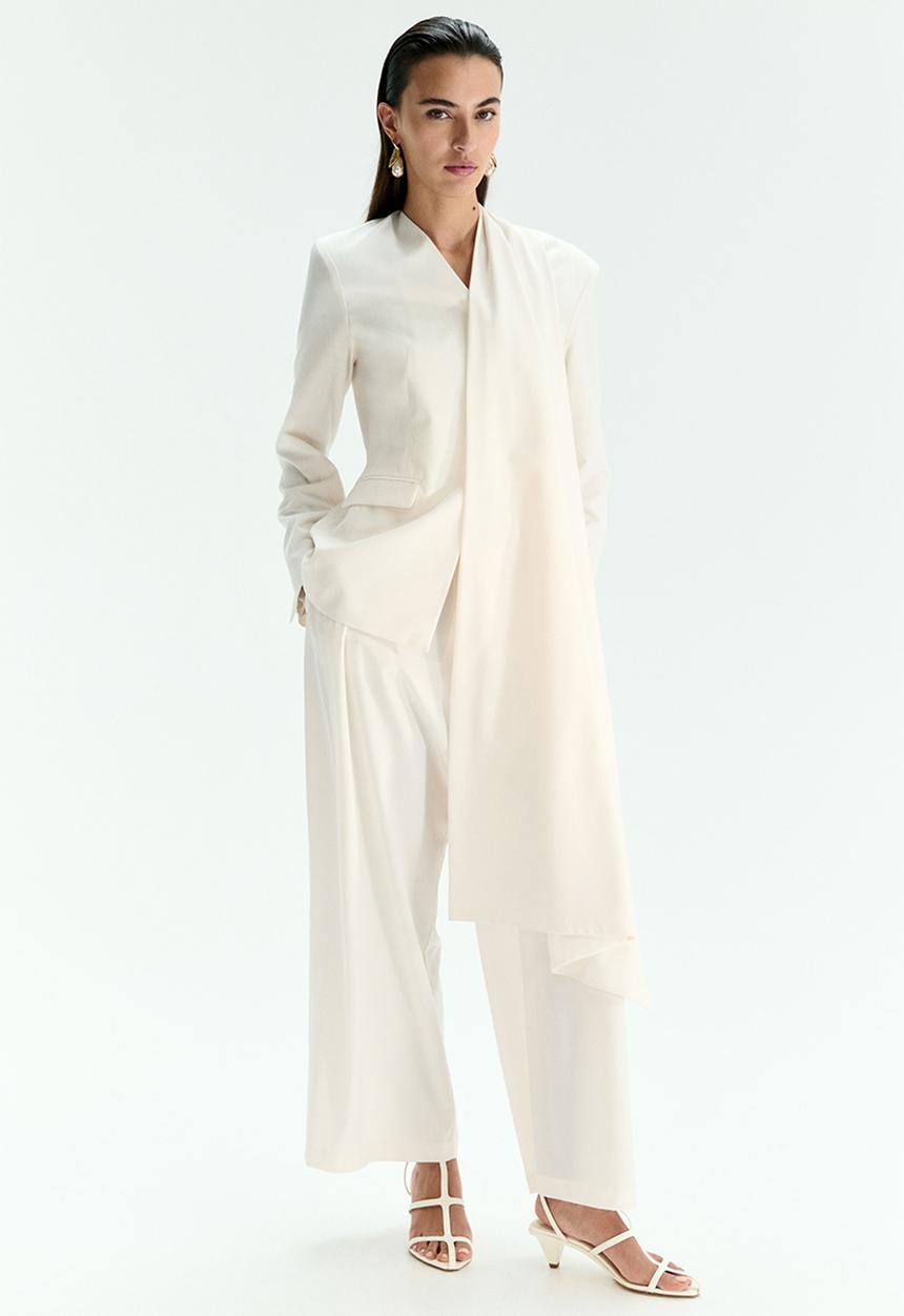H&M - Wide wrapover trousers - white