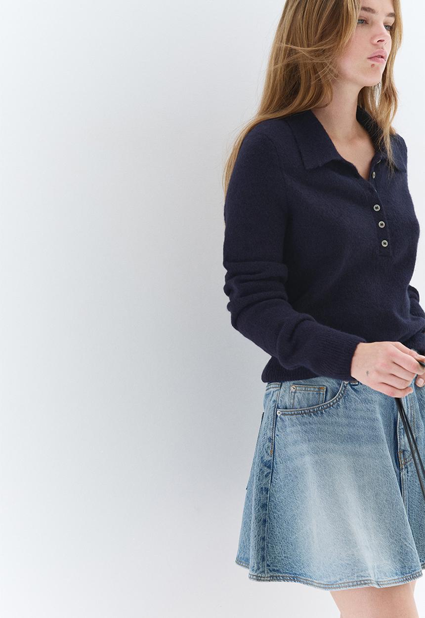 H&M - Flared denim mini skirt - light denim blue
