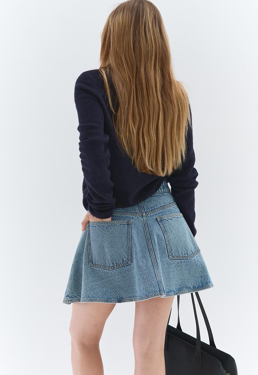 H&M - Flared denim mini skirt - light denim blue