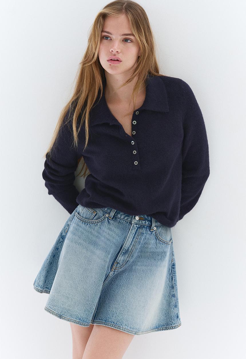 H&M - Flared denim mini skirt - light denim blue