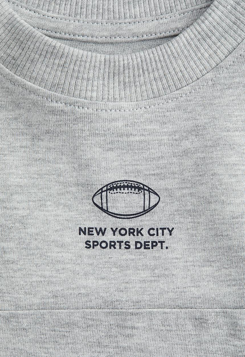 H&M - Printed cotton T-shirt - light grey marl/nyc 