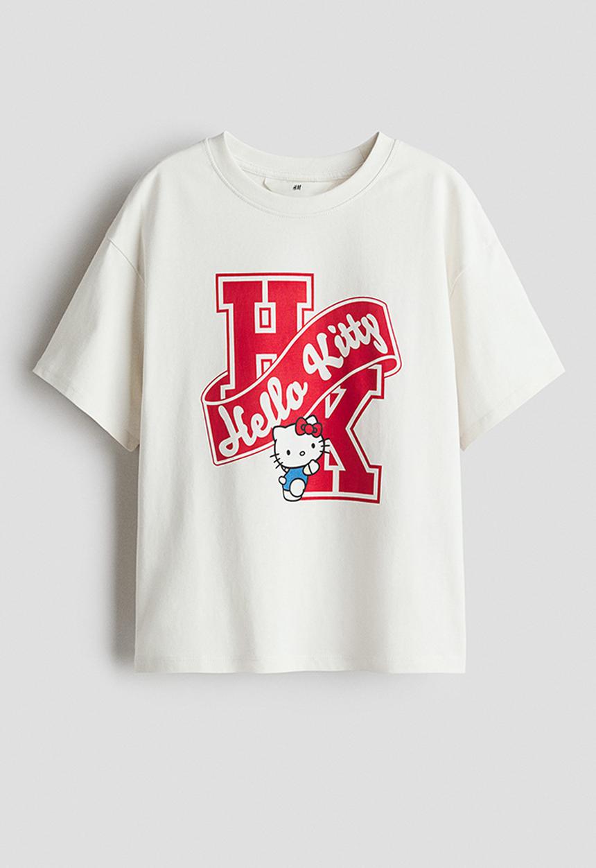 H&M - Printed cotton T-shirt - white/hello kitty 