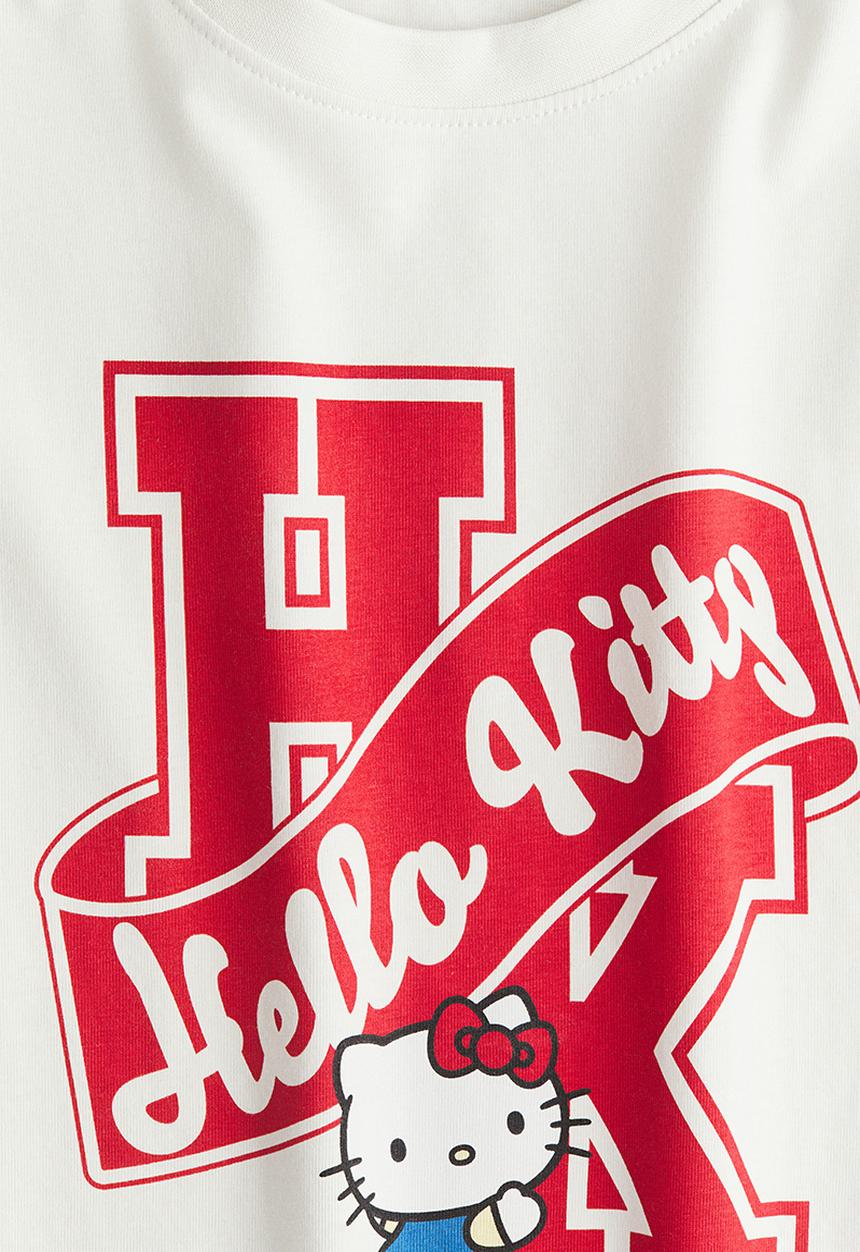 H&M - Printed cotton T-shirt - white/hello kitty 