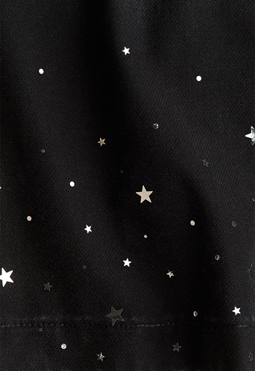 H&M - Wide denim-look trousers - black stars
