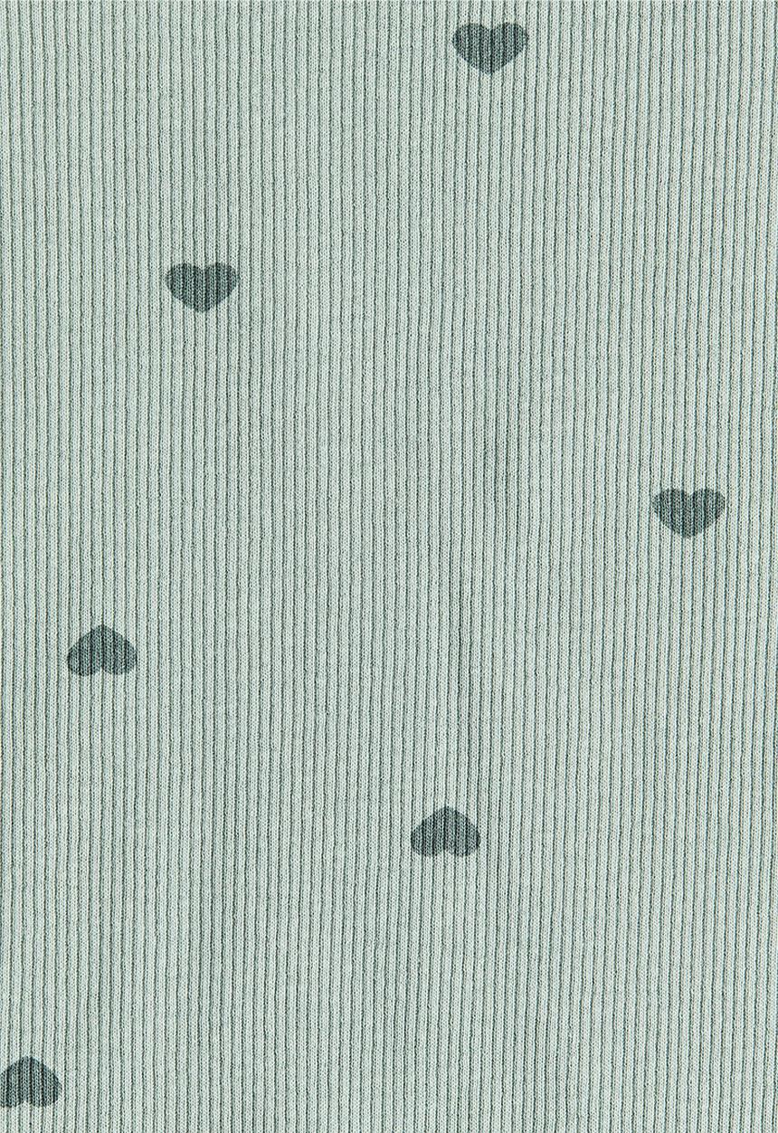 H&M - Overlock-detail cotton top - dusty green hearts