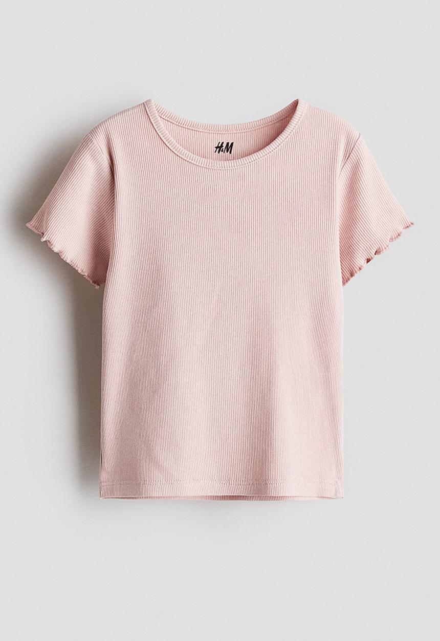 H&M - Overlock-detail cotton top - light pink