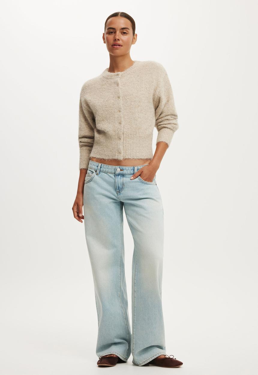 Cotton On - Luxe dreamy crew cardi - chai dust marle