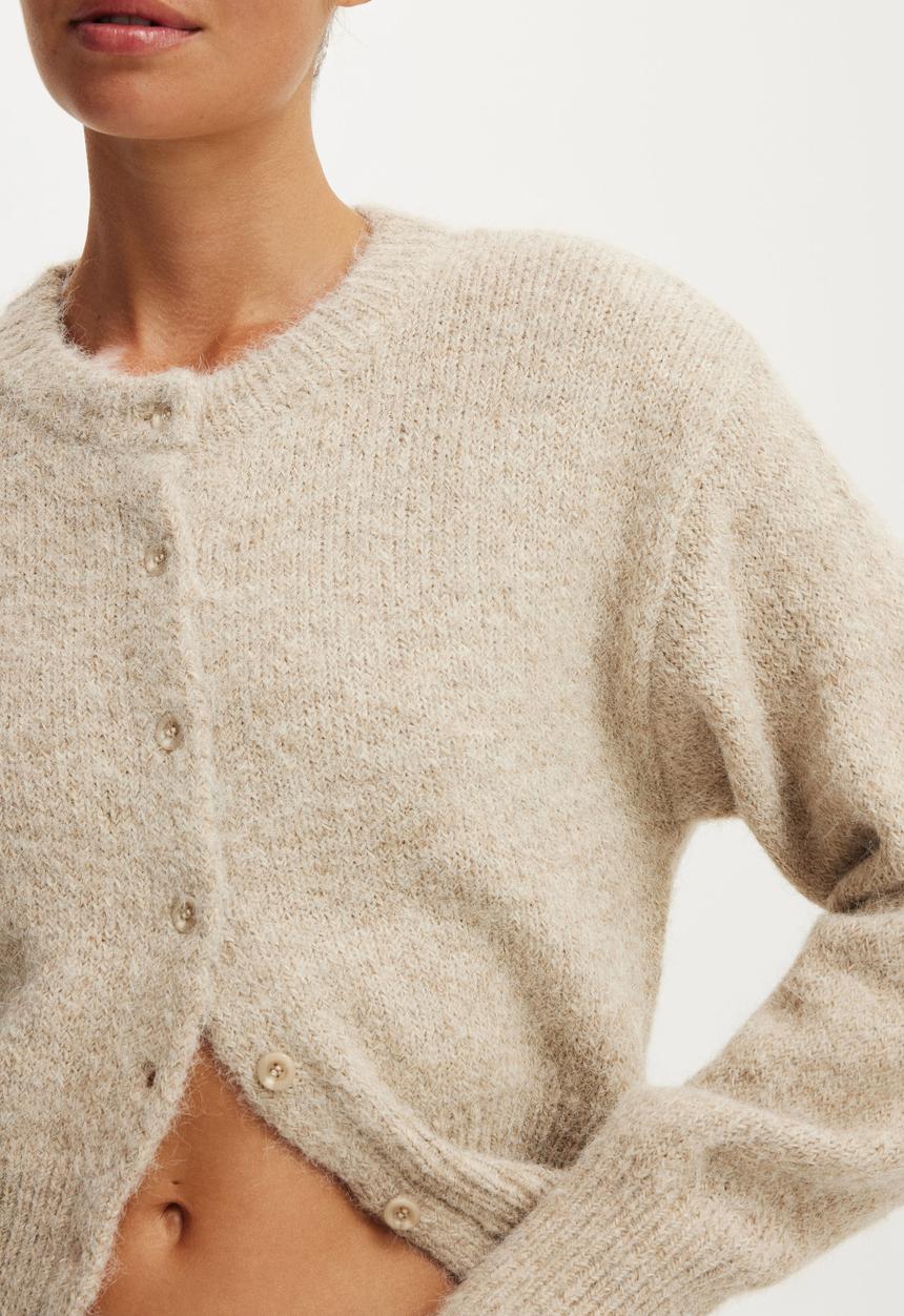 Cotton On - Luxe dreamy crew cardi - chai dust marle
