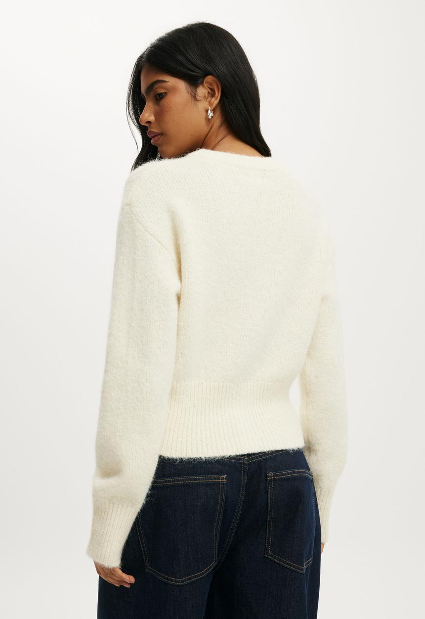 Cotton On - Luxe dreamy crew cardi - honey cream