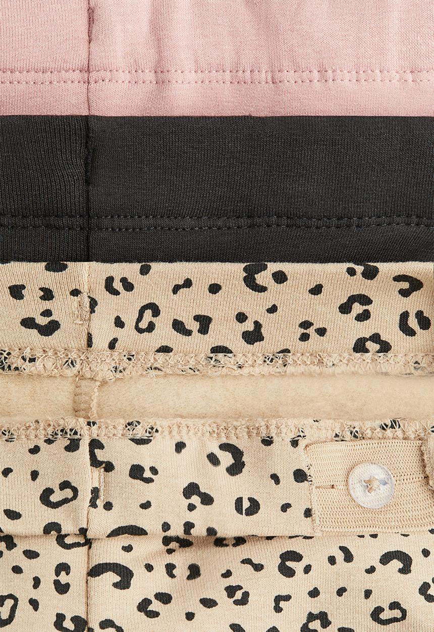 H&M - 3-pack brushed-inside jersey leggings - pink/leopard print