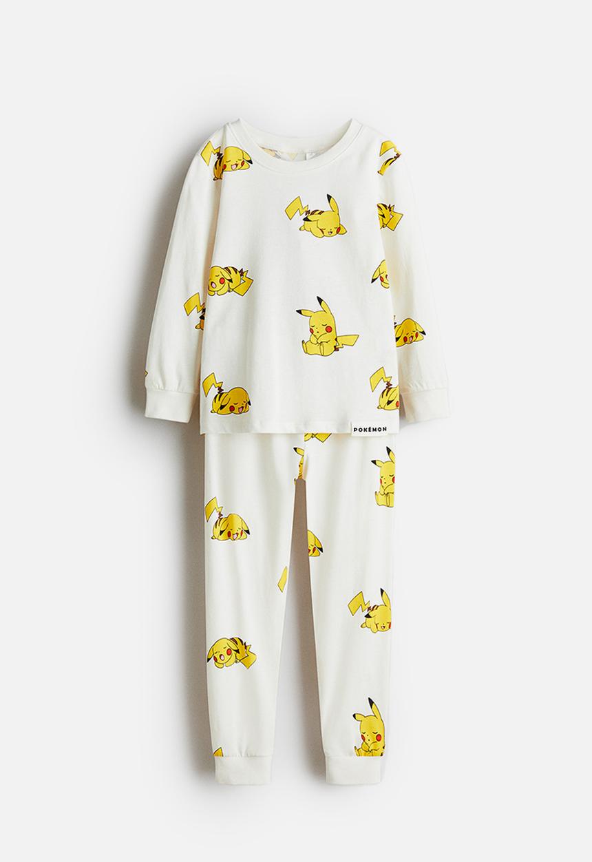 H&M - Printed cotton jersey pyjamas - white pokémon 