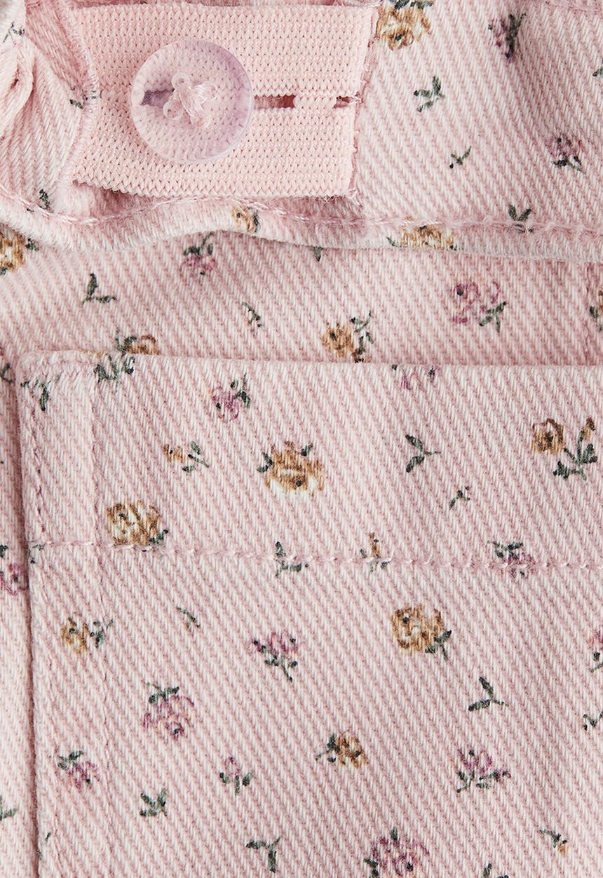 H&M - Cotton twill skirt - light pink/floral 