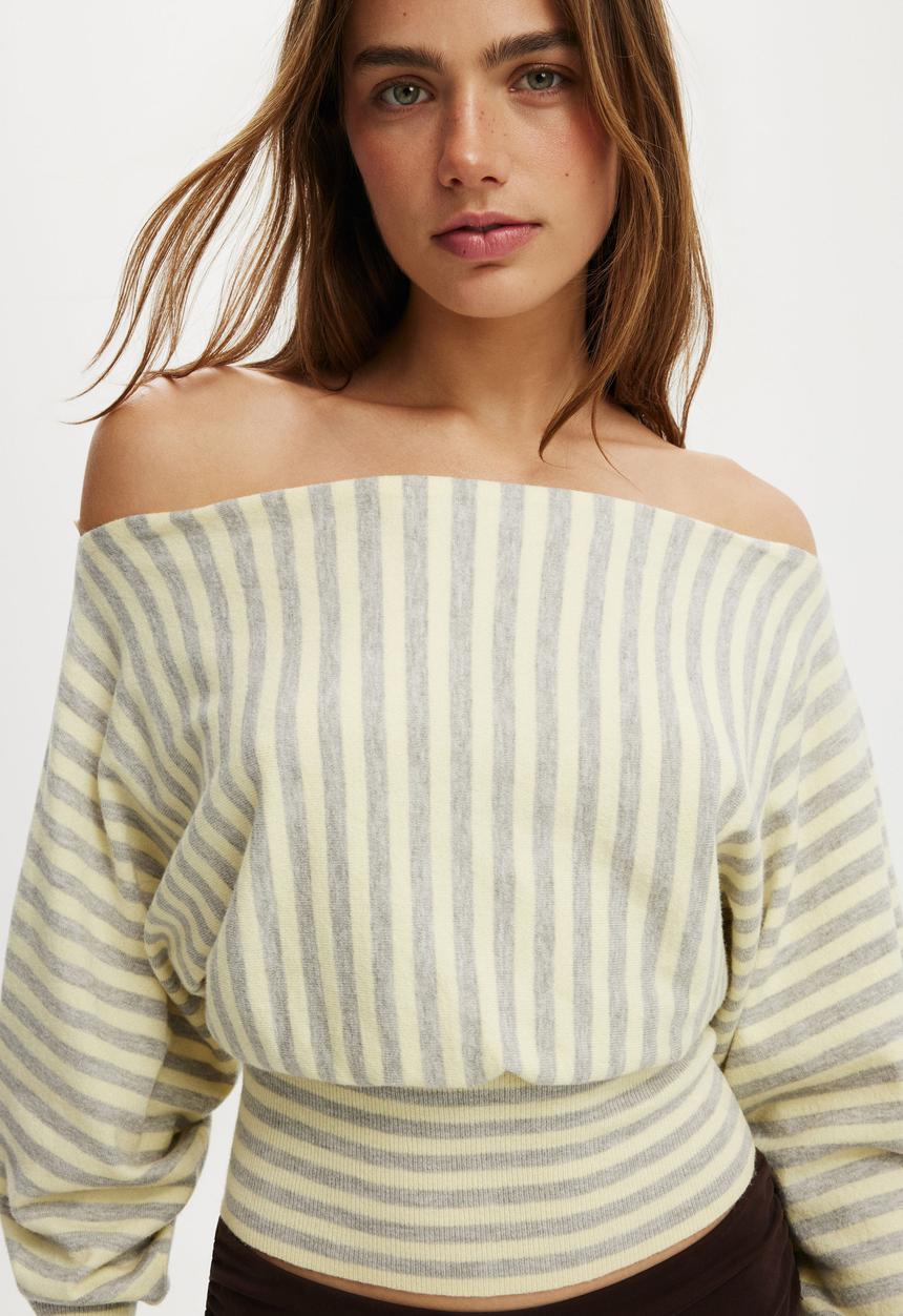 Cotton On - Everfine ls batwing knit - Butter Grey Marle