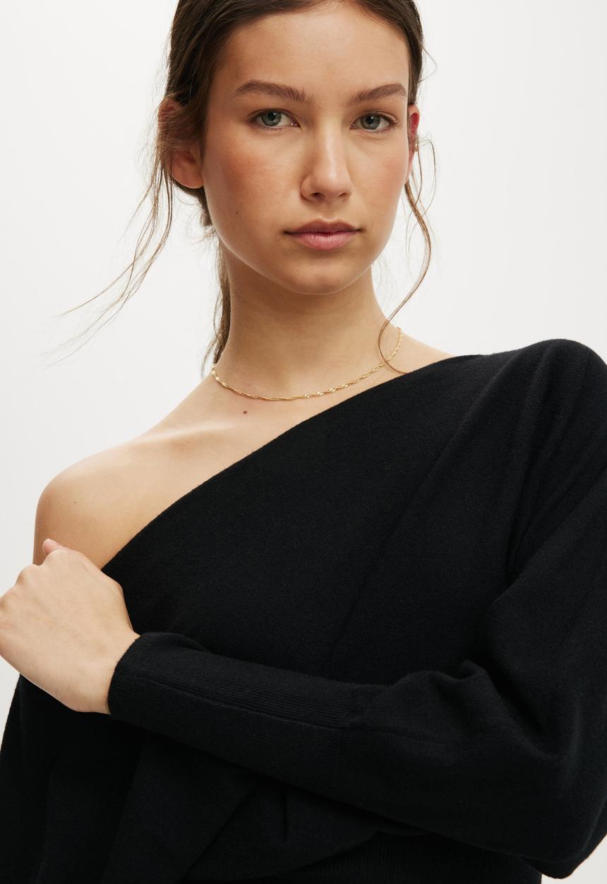 Cotton On - Everfine ls batwing knit - black