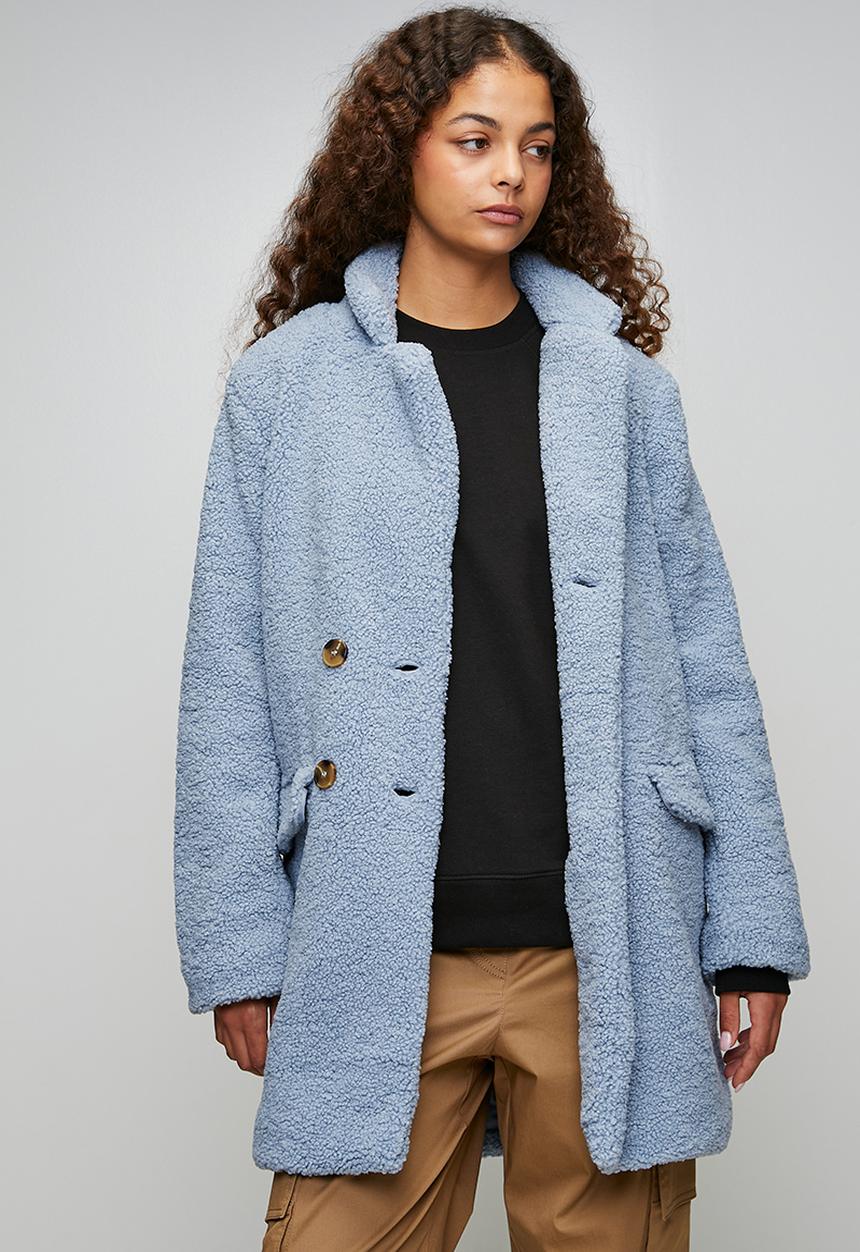 Brave Soul - Ladies Long Length Double Breasted Jacket - Blue