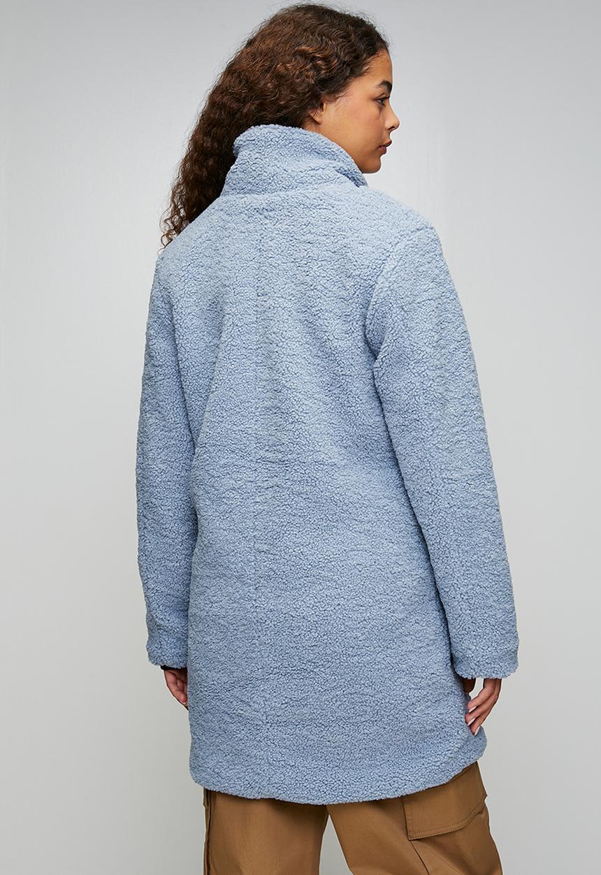 Brave Soul - Ladies Long Length Double Breasted Jacket - Blue