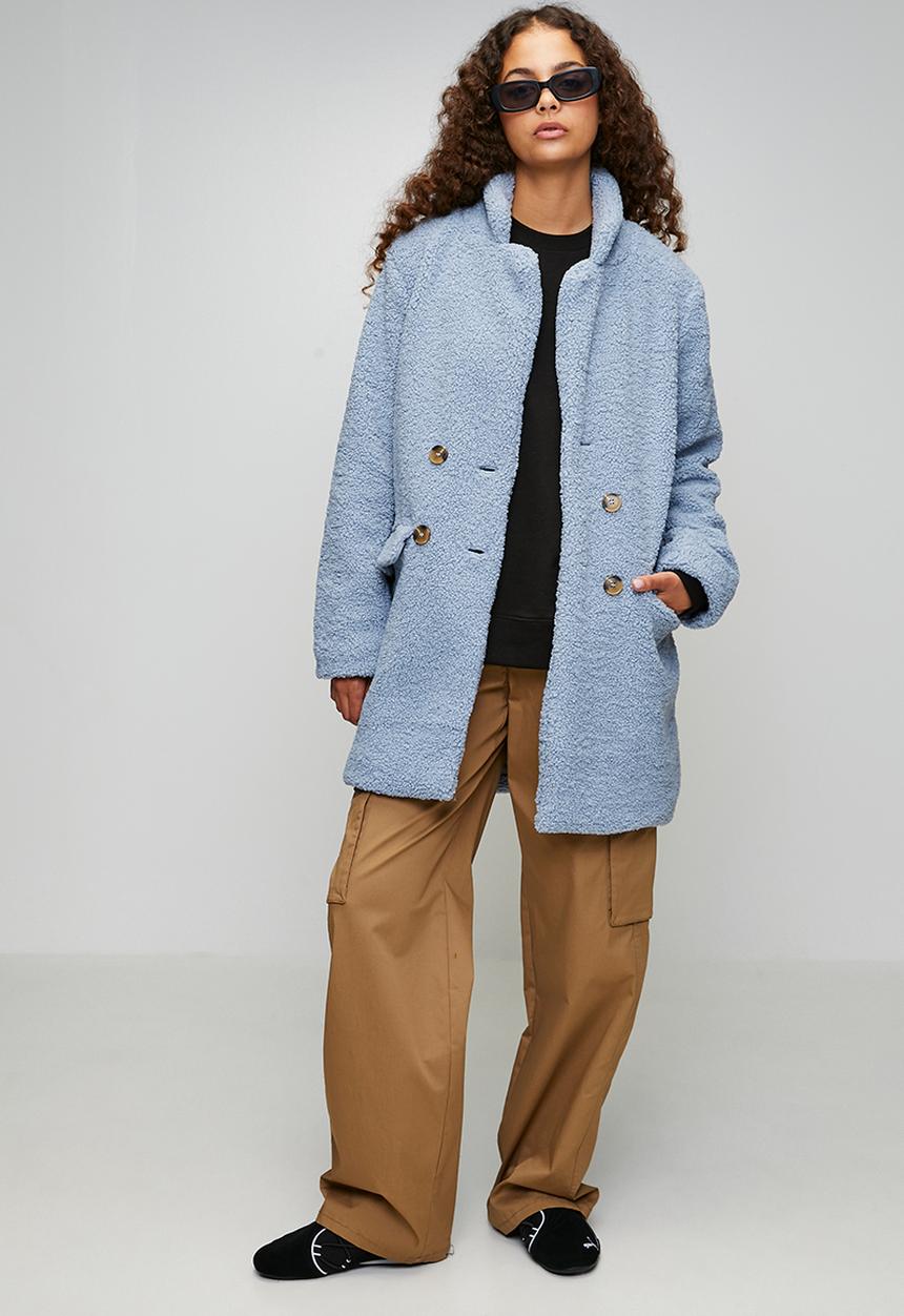 Brave Soul - Ladies Long Length Double Breasted Jacket - Blue