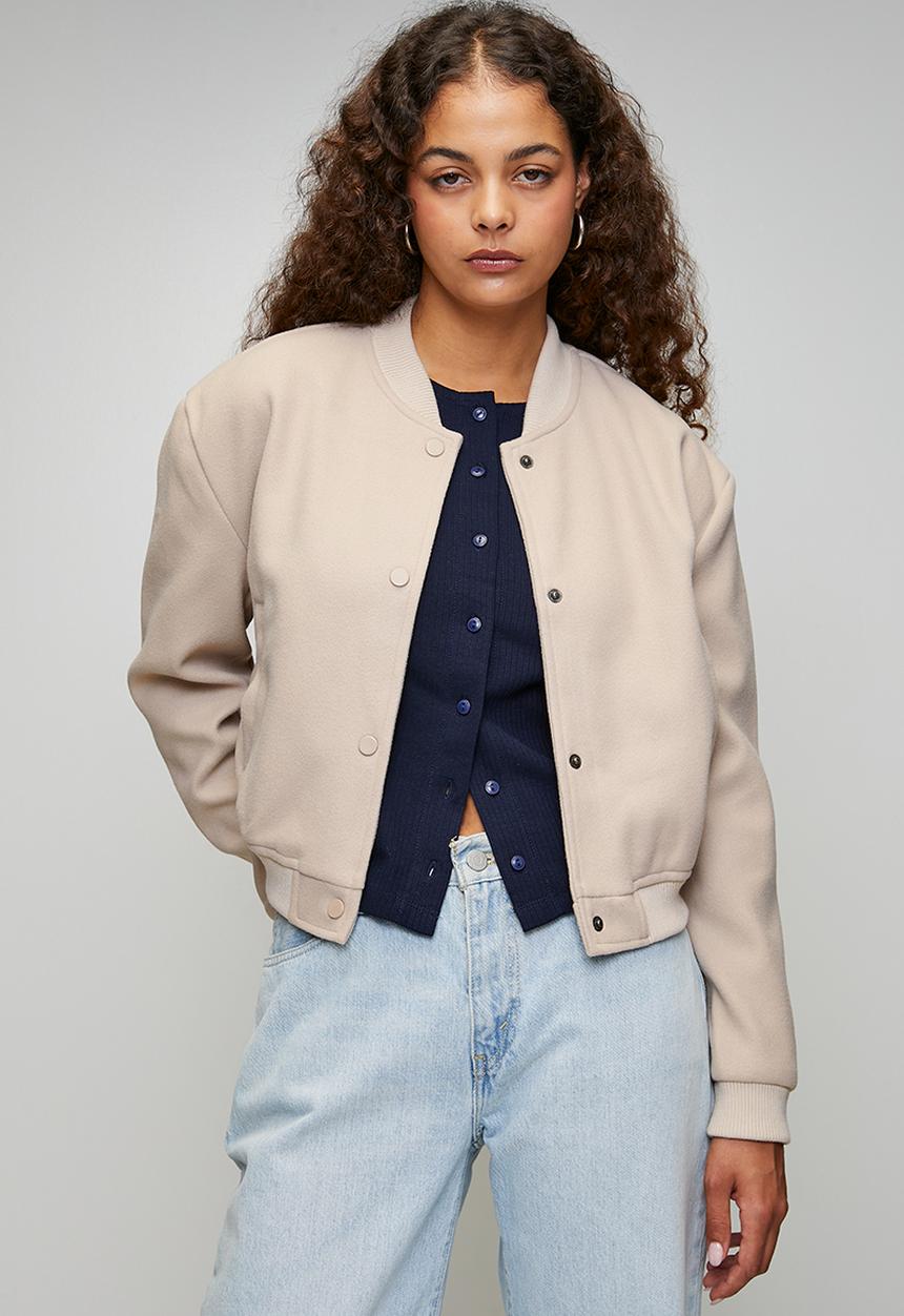 Brave Soul - Ladies Bonded Bomber Jacket - Oatmeal
