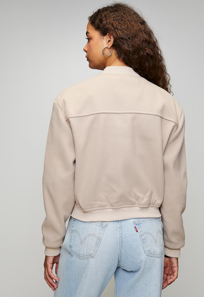 Brave Soul - Ladies Bonded Bomber Jacket - Oatmeal