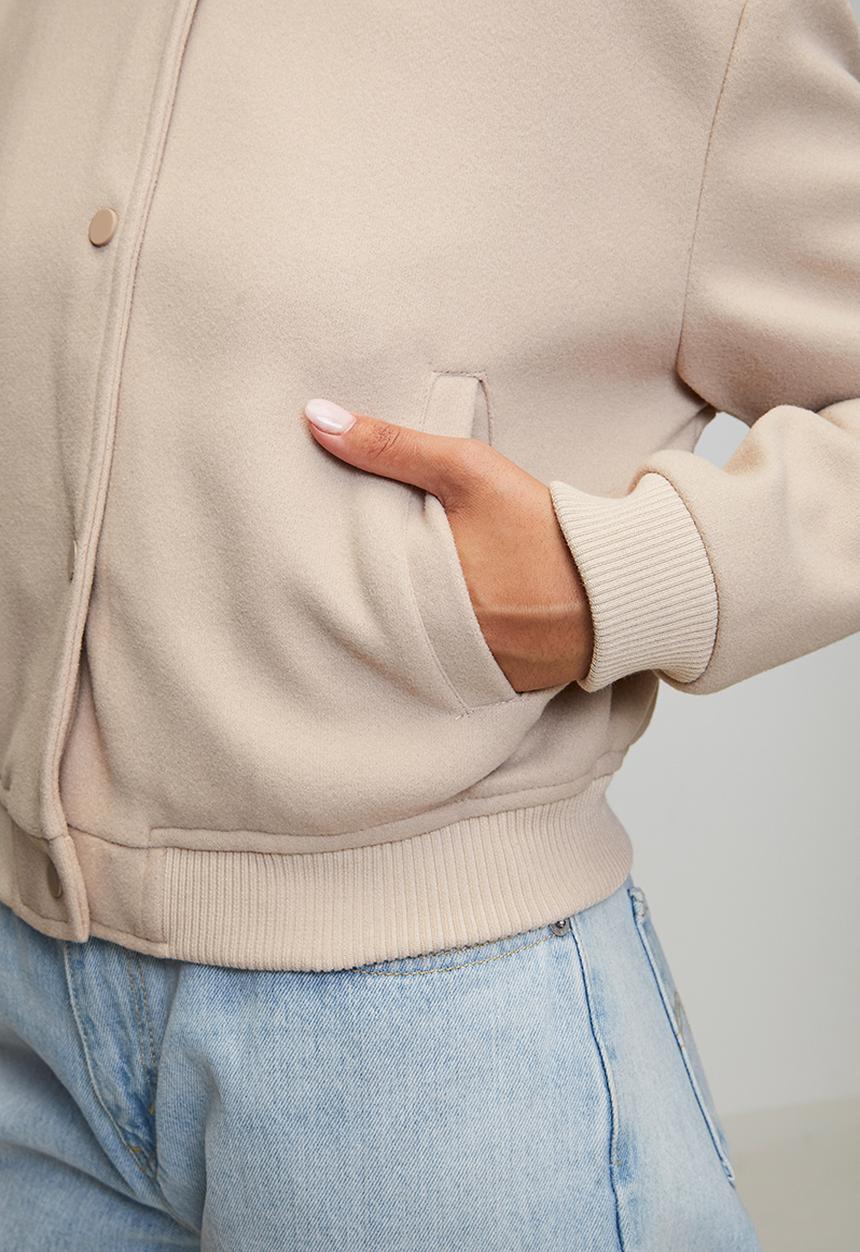 Brave Soul - Ladies Bonded Bomber Jacket - Oatmeal