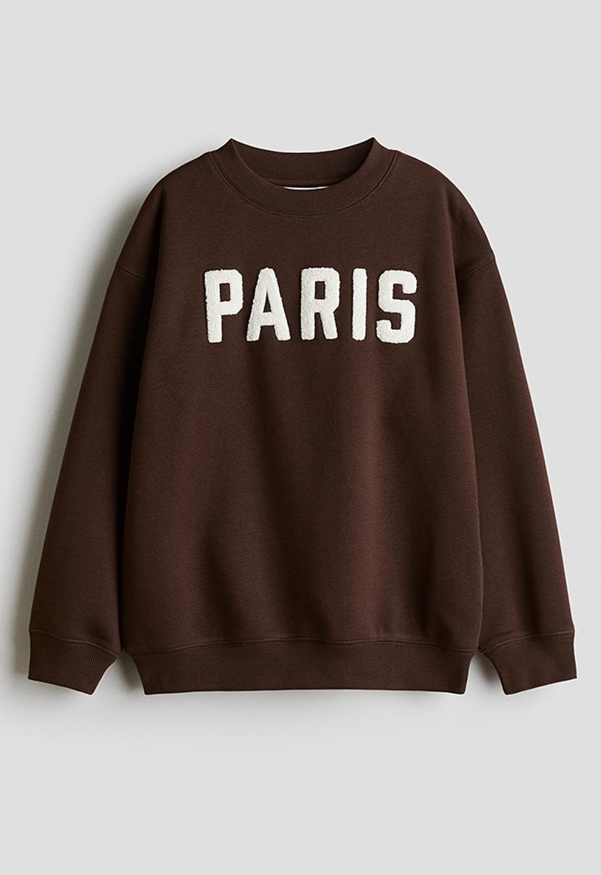 H&M - Motif-detail sweatshirt - dark brown/paris