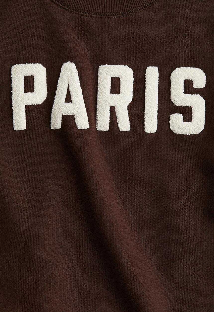 H&M - Motif-detail sweatshirt - dark brown/paris
