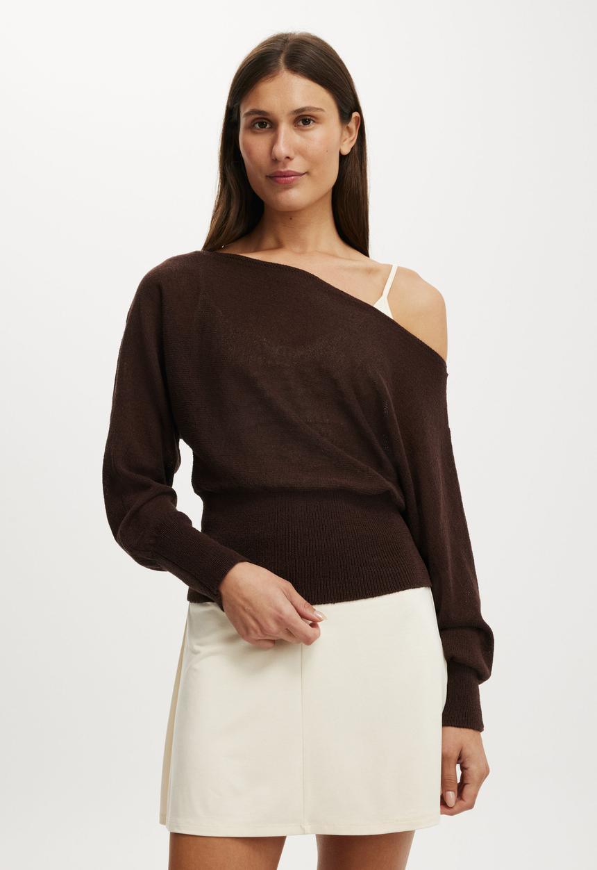 Cotton On - The breezy ls batwing knit - dark oak
