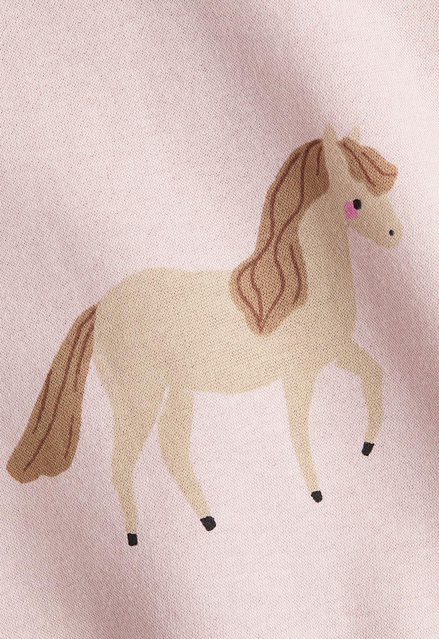 H&M - Printed brushed-inside sweatshirt - light pink/horses 