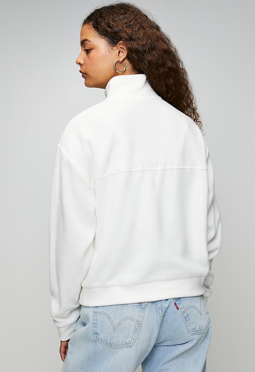 Brave Soul - Ladies Mid Zip Fleece Sweatshirt - Cream