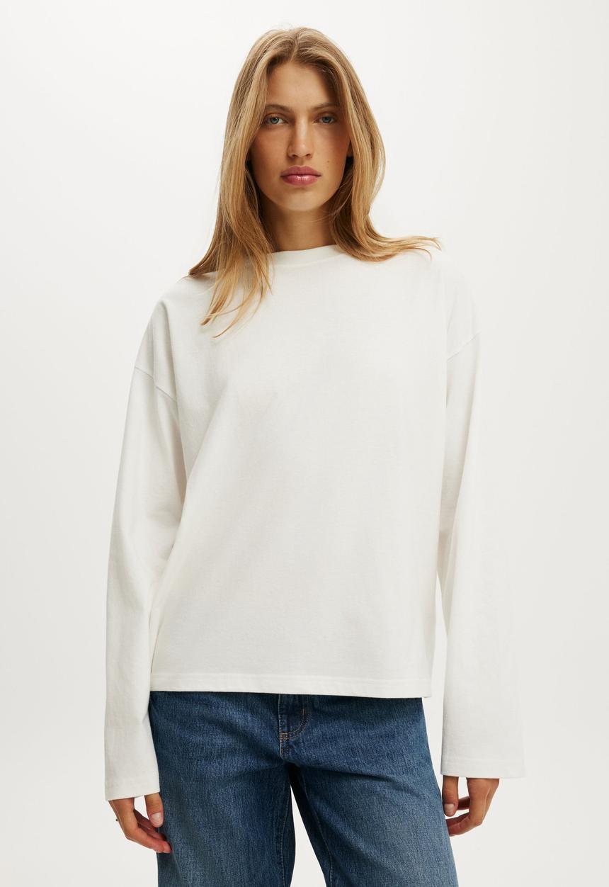 Cotton On - Oversized boxy long sleeve tee - vintage white