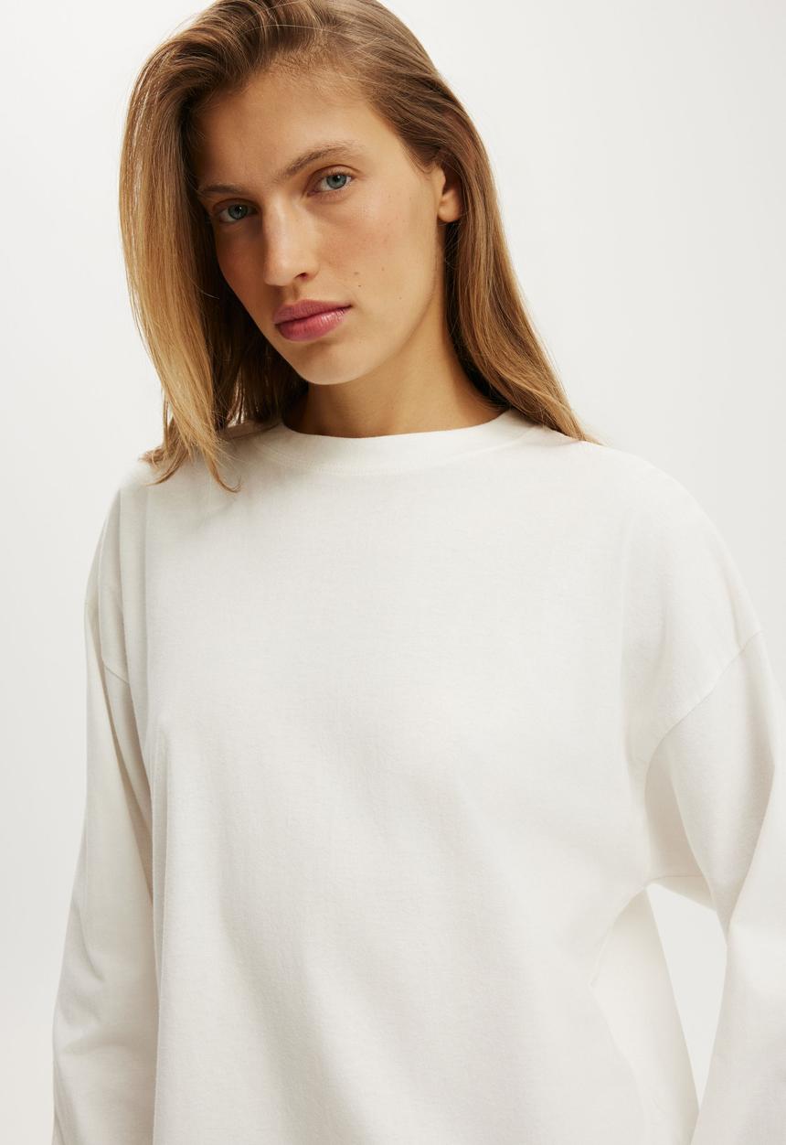 Cotton On - Oversized boxy long sleeve tee - vintage white